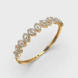 Latest 18K Gold Plated Sterling Silver Tennis Classic Bangle with Round Brilliant Cut Moissanite Luxury Design - Product Image 5