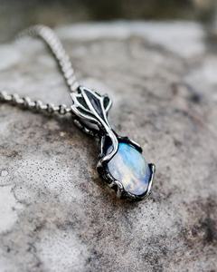 Collier pendentif vintage en argent sterling avec pierre de lune et motif floral, bijoux de mariage pour femme - Product Image 5