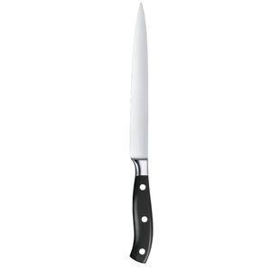 Couteau à fileter de 20 cm en acier inoxydable, lame droite flexible, couteau à découper la viande de poisson avec manche ergonomique à triple rivet noir - Product Image 1