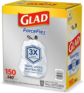 Glad ForceFlex Tall Kitchen Drawstring Trash <b>Bags</b> - Fresh Clean with Febreze, 160 ct./13 gal. - Product Image 2