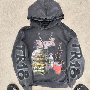 Sweat à capuche personnalisé OEM pour homme, hiver, brodé, 100% coton, polaire uni, strass, écologique, streetwear - Product Image 1