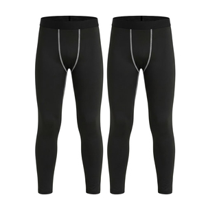 Wholesale Men's Fitness Wear Leggings Solid Black Color Plus Size Breathable Quick Dry <b>Athletic</b> Tights For Men - Product Image 1