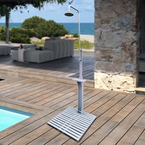 Ducha de Jardín para Piscina con Base de Madera para Patio y Terraza - Product Image 1