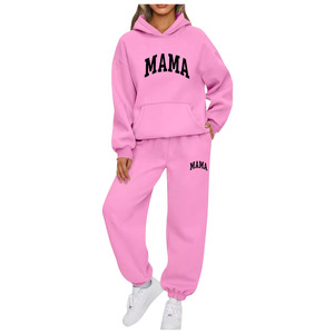 Manufacturers Custom <b>Mama</b> Print Long Sleeve Crew Neck Pullover Sweatshirt Sweatpants Two Piece <b>Hoodie</b> and Sweat Pants Set - Product Image 5