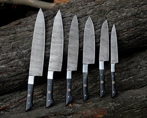 Handcrafted Damascus Steel Chef <b>Knife</b> <b>Set</b> with G10 Handles Silver Finish-Bulk Supply for Restaurants & Distributors - Product Image 4
