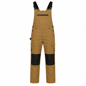 Custom Men Heavy Duty Bib <b>Overall</b> Adjustable Straps Zipper Pocket Reinforced Knee Patch Workwear Trousers Solid Bib <b>Overall</b> - Product Image 1