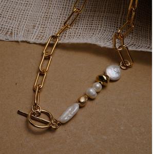 Collar de Cadena Corta con Diseño Coreano de Dongdaemun, Estilo Barroco, con Perlas y Detalles Metálicos, Accesorio de Personalidad para Mujer - Product Image 2