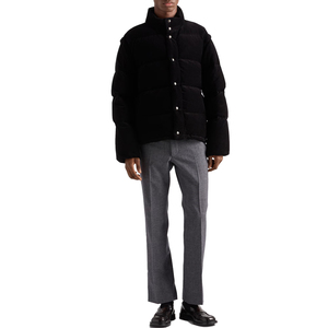 Veste d'hiver matelassée en velours côtelé premium pour homme, avec manches amovibles et capuche, en duvet d'oie, extérieur en coton, personnalisable OEM, marque privée - Product Image 2