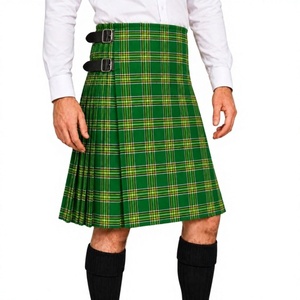 Kilt Tartan Traditionnel Personnalisable en Polyviscose Léger à Taille Mi-Haute à Carreaux Verts pour Homme – Collection Mondiale Mode 2026 - Product Image 1