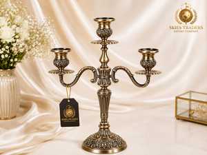 Antique <b>Brass</b> <b>Lantern</b> Set Eco-Friendly Handmade Heat Resistant Vintage Metal Taper Candle Holder Table Centerpiece Wholesale - Product Image 3