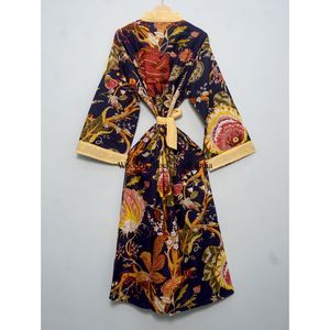 Robe Kimono 100% Coton, Peignoir Imprimé, Robe de Demoiselle d'Honneur, Vêtement de Nuit d'Été, Peignoir de Bain, Tenue de Plage pour Fille et Femme, Grandes Tailles - Product Image 5