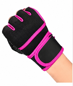 Unisex Neoprene Half Finger Gym <b>Gloves</b> Pink Trim <b>Weight</b> Lifting Fitness Workout Protection Pull On Design - Product Image 6