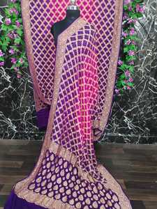 Sari indien élégant Neemzari Bandhani – Sari fait main tie-dye aux couleurs riches, idéal pour les fêtes et la collection nuptiale - Product Image 5