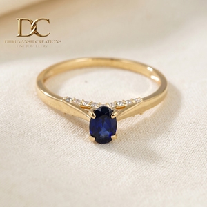 Bague en diamant cultivé en laboratoire certifié IGI pour femmes, or massif 14 carats avec saphir bleu royal cultivé en laboratoire, bague de fiançailles et de mariage, bijoux - Product Image 2