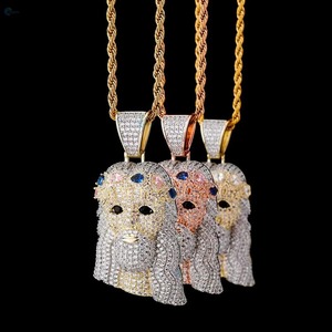 Colgante de Plata de Ley 925 con Baño de Oro de 18K, Rostro de Jesús, Micro Pavé de Moissanita, Estilo Lujoso, para Uso Diario Masculino, Certificado - Product Image 4