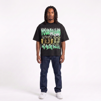 T-shirt noir à manches courtes pour homme Your Brand Studios, style streetwear, imprimé graphique monétaire, col rond, coupe classique
