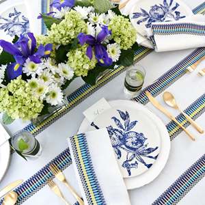 Tovaglia Classica Siciliana a Righe in Lino Mediterraneo Lavabile e Resistente di Mode Living - Product Image 2