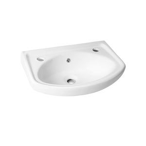 Lavabo rond en céramique blanc suspendu au mur pour salle de bain - Product Image 1