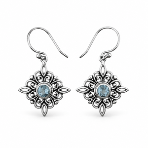 Pendientes Finos Facetados de Topacio Azul Natural en Plata de Ley 925 BER-43, Joyería India Personalizada OEM ODM de Marca Privada para Mujer - Product Image 1