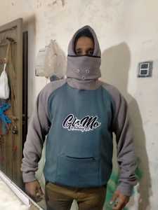 Sweat à capuche court personnalisé en coton lourd et laine française, délavé vintage, coupe décontractée pour homme, coupe-vent et tendance - Product Image 3