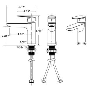 Grifo monomando de níquel cepillado para baño y ducha, para 1 o 3 orificios, con base y dos mangueras de 9/16 pulgadas para lavabo de lavandería - Product Image 6