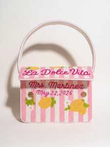 Bolso Rectangular Bordado a Mano con Diseño de Limones y Texto La Dolce Vita, Bolso de Algodón Artesanal, Regalos y Artesanías>Artesanías - Product Image 4