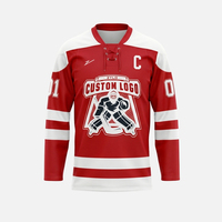 Jersey Hoki Es Kustom Berkualitas Tinggi OEM, Pakaian Olahraga Unisex, Nama Tim Dicetak Sublimasi, Seragam Hoki untuk Dewasa
