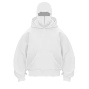 Sweat à capuche en coton personnalisé avec logo, double capuche, style ninja, double couche, pull-over grande taille, épais et lourd - Product Image 3