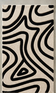 Eco-Friendly <b>Hand</b>-<b>Tufted</b> Wool <b>Rug</b> | Abstract Green & Beige Flowing Line Carpet Home Decor Gift Factory Price - Product Image 2