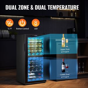 Frigorifero Cantinetta Vino a Doppia Zona da 32 Bottiglie, Indipendente, con Controllo Digitale, Doppia Temperatura, Vetro Temperato, Installazione Mini - Product Image 3