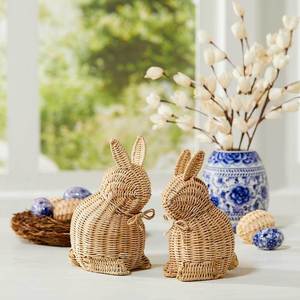 Premium rattan bunnies sustainable woven bunny shape easter ornament kids toys & home decor - Product Image 6