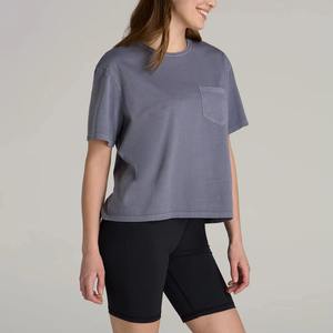 Women's Short Sleeve Cotton Jersey T-Shirt Casual Solid Color Regular Fit Knitted Plain Dyed <b>Top</b> - Product Image 4