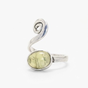 Bague spirale artisanale en argent sterling 925 avec quartz citron naturel, bijou vintage en pierres précieuses, vente en gros - Product Image 1