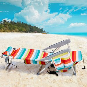 Sedia da Spiaggia 63*65*82cm in Tessuto Oxford Corto, Tubo in Alluminio Argento-Bianco, Portata 100kg, Strisce Arcobaleno - Product Image 3