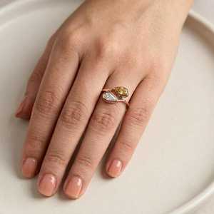 Classic 0.44ct Pear Brilliant Cut Lab Grown <b>Diamond</b> IGI Certified Gold Toi Et Moi <b>Ring</b> Luxury Two Stone Bezel Set Bypass <b>Ring</b> - Product Image 6
