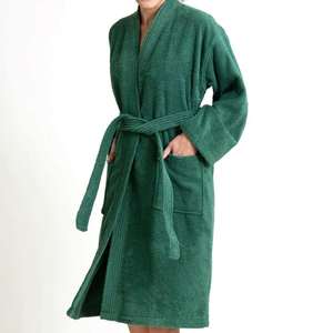 Bata de lujo para mujer con cuello chal, suave, cómoda, absorbente, mezcla de algodón, para estar en casa, spa u hotel - Product Image 2