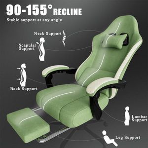 Sedia da Gaming Ergonomica con Cuscino a Molle Insacchettate, Poggiapiedi, Supporto Lombare Regolabile, Tessuto Traspirante e Resistente, Sedia da Computer - Product Image 3