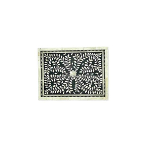 Bandeja de Servir Artesanal con Incrustaciones de Hueso, Diseño de Diamantes Blancos y Negros, Ecológica y Pulida, para Decoración de Mesa Elegante en Cocinas Modernas - Product Image 5