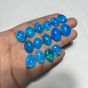 Ópalo Natural de Etiopía Welo, Corte Ovalado, Calidad Superfina, Tratado con Humo, Genuino, Cabujón de Ópalo, Azul Pryba Multicolor, Suelto, Octubre - Product Image 6