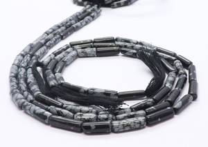 Perles en obsidienne noire naturelle AAA, forme de tuyau lisse, 5x14MM, perles carrées en pierre précieuse, 13 pouces, perles en obsidienne noire pour bijoux - Product Image 2