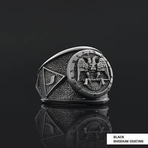 Bague Maçonnique BOJ 005 Personnalisée Unisexe Franc-Maçon Personnalisé Texas Maître Maçon Bague Chevalière Hip Hop Argent Prix Bas - Product Image 4