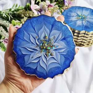 High Quality Eco-Friendly Modern Resin Oval Mats/Pads <b>Green</b> Gold Leaf Design 400mm Diameter 5mm Thick Stocked Home Wedding Cafe - Product Image 1