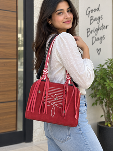 New Fashionable 2026 Boot Stitch Leather Tassel Fringe <b>Tote</b> Bag Hand tooled Leather Bohemian Women's Multi Uses Shoulder Handbag - Product Image 3