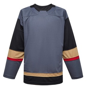 Maillot de hockey sur glace unisexe 100 % polyester, manches longues, col mandarin, évacuation de l'humidité, design color block, coupe ample adulte, 3D - Product Image 1