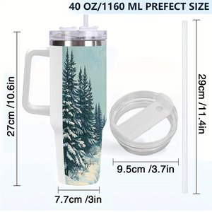 Vaso de Acero Inoxidable de 40oz con Diseño de Bosque Nevado para Uso en Exteriores - Product Image 4