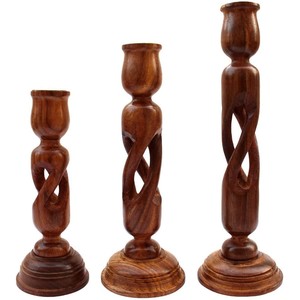 Porte-bougie en bois de Sheesham, design moderne en forme de goutte d'eau, vente en gros Inde - Product Image 3