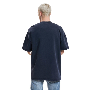 T-shirts personnalisés pour hommes en coton épais 100% délavé à l'acide, coupe oversize, respirants, col rond, manches courtes imprimées, style streetwear, couleur unie - Product Image 2