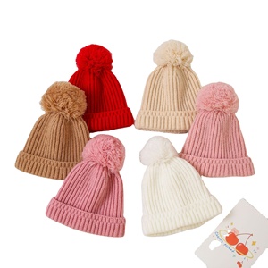 Otoño Invierno bebé gorro de punto gorras logotipo personalizado diseñador lana niños Beanie sombreros lindo Pom estilo Hip Hop para ciclismo playa - Product Image 1