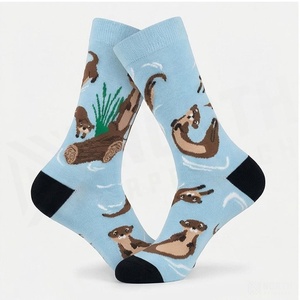 North Approach Crew <b>Socks</b> Otter Pattern Blue Breathable Adult Casual <b>Socks</b> Summer Season - Product Image 3