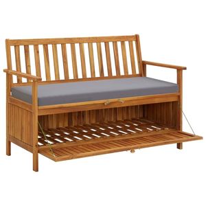 Dark Grey Seat <b>Cushion</b> <b>Storage</b> Bench with Natural Wood Accents - Product Image 5